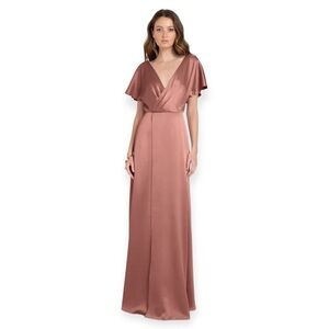 🌻Jenny Yoo Collection "Raya' Wild Rose Luxe Satin Open Back Full Length Dress 8